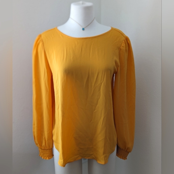 LOFT Bright Yellow / Gold long sleeve blouse / top - Picture 1 of 7